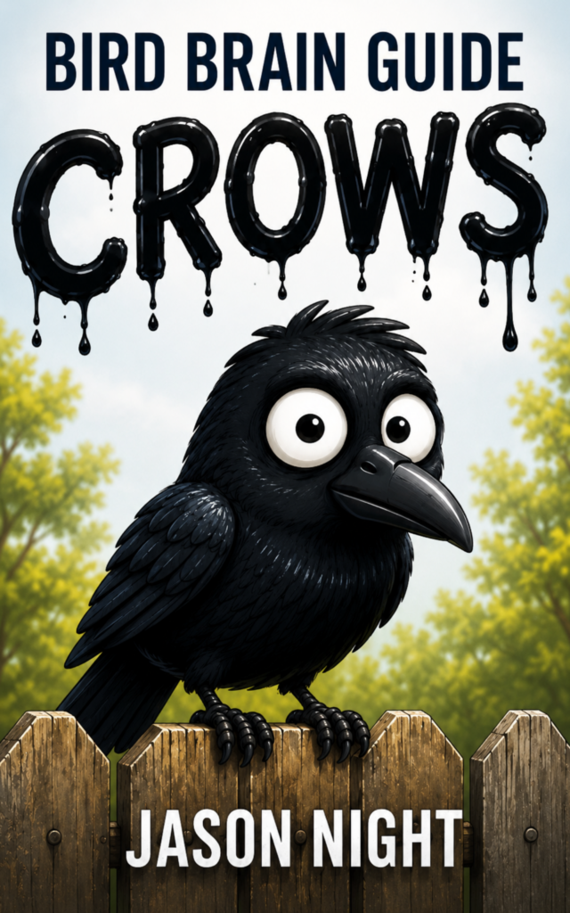 Kdpcrows cartoon crow sitting on top of a fence